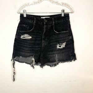 Zara Shorts High Rise Ripped Distressed Destroyed